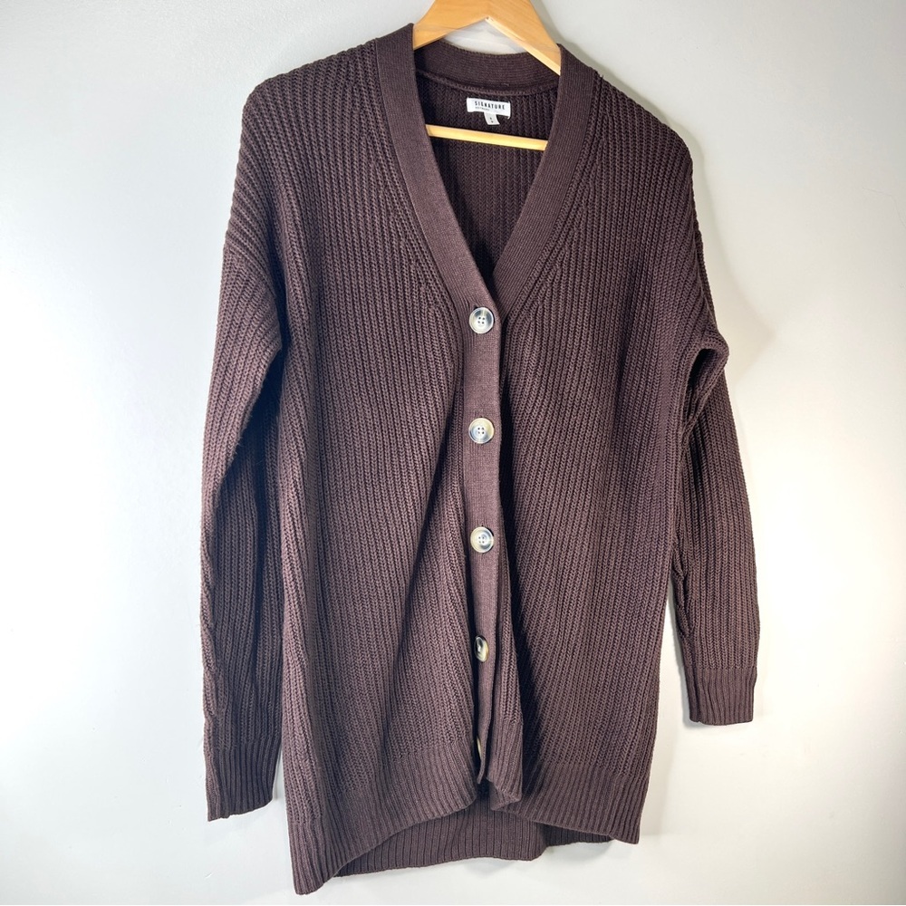 Reitmans Knit Cardigan Brown Ribbed Knit Oversized Size Small Cottagecore - Picture 4 of 9